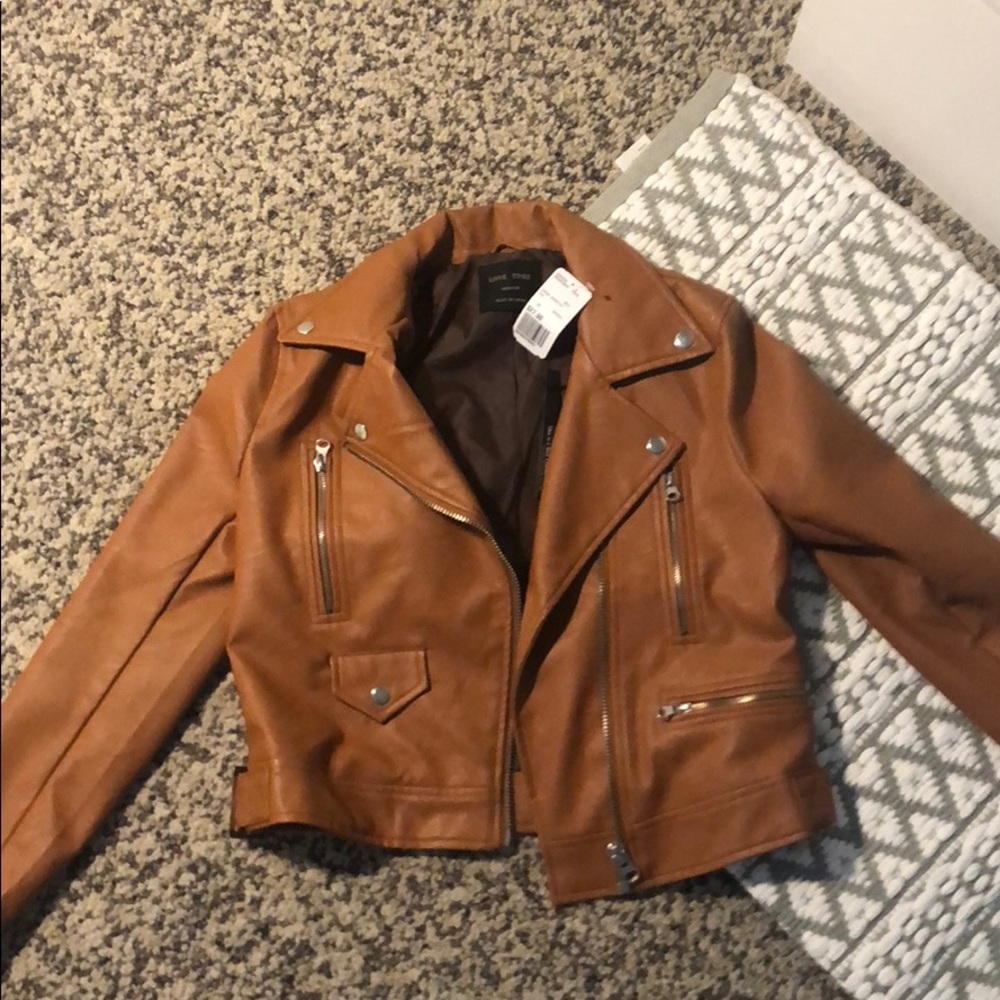 Love Tree Brown faux leather jacket